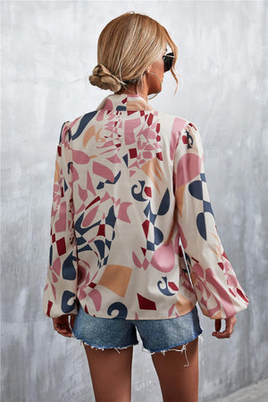 Better and Fiercer Printed Balloon Sleeve Blouse - MXSTUDIO.COM