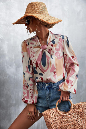 Better and Fiercer Printed Balloon Sleeve Blouse - MXSTUDIO.COM