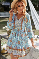 Bit Of All Right Three Quarter Sleeve Floral Mini Dress - MXSTUDIO.COM