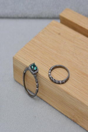 Black Gold-Plated 2-Piece Set Paraiba Tourmaline Ring - MXSTUDIO.COM