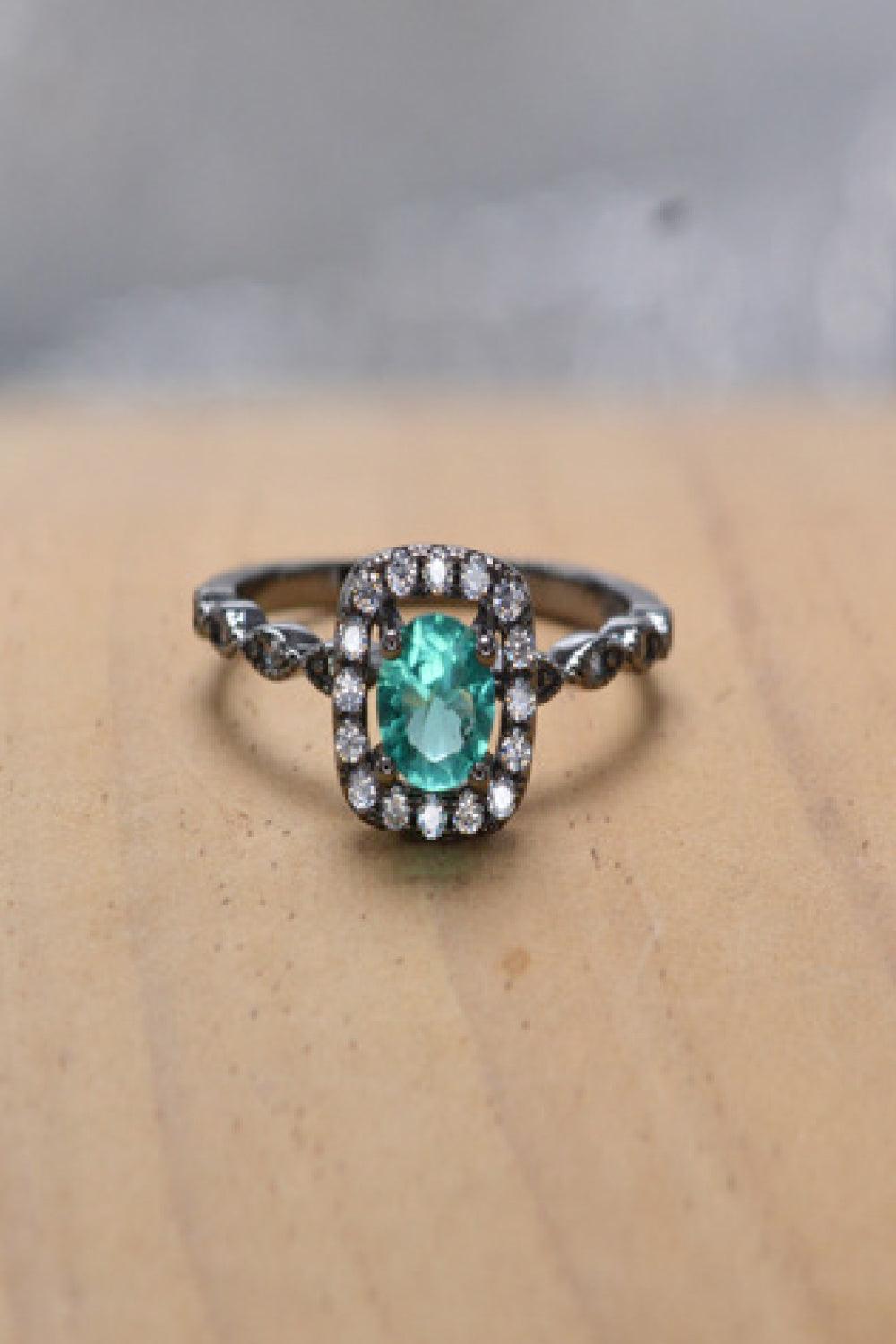 Black Gold-Plated 2-Piece Set Paraiba Tourmaline Ring - MXSTUDIO.COM