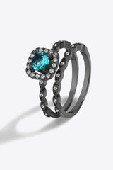 Black Gold-Plated 2-Piece Set Paraiba Tourmaline Ring - MXSTUDIO.COM