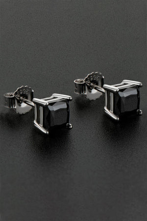 Black Square 2 Carat Moissanite Stud Earrings - MXSTUDIO.COM