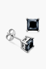 Black Square 2 Carat Moissanite Stud Earrings - MXSTUDIO.COM