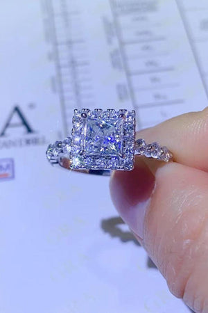 Blazing Zircon Accent Square 1 Carat Moissanite Ring - MXSTUDIO.COM