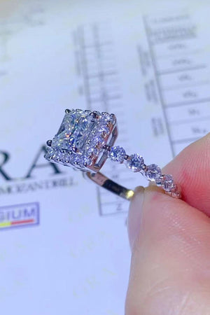 Blazing Zircon Accent Square 1 Carat Moissanite Ring - MXSTUDIO.COM