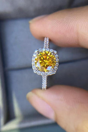 Blissful Platinum-Plated 3 Carat Yellow Moissanite Ring - MXSTUDIO.COM