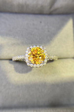 Blissful Platinum-Plated 3 Carat Yellow Moissanite Ring - MXSTUDIO.COM