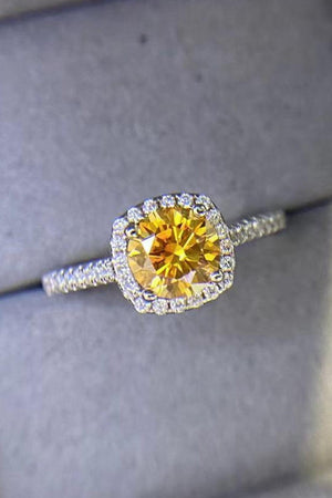 Blissful Platinum-Plated 3 Carat Yellow Moissanite Ring - MXSTUDIO.COM