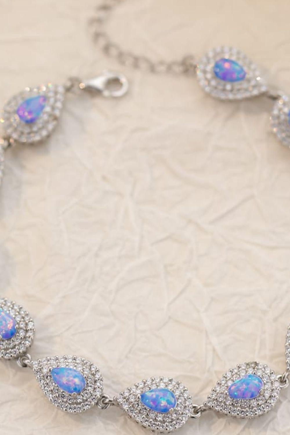 Blissful Platinum Plated Opal Bracelet Sterling Silver - MXSTUDIO.COM