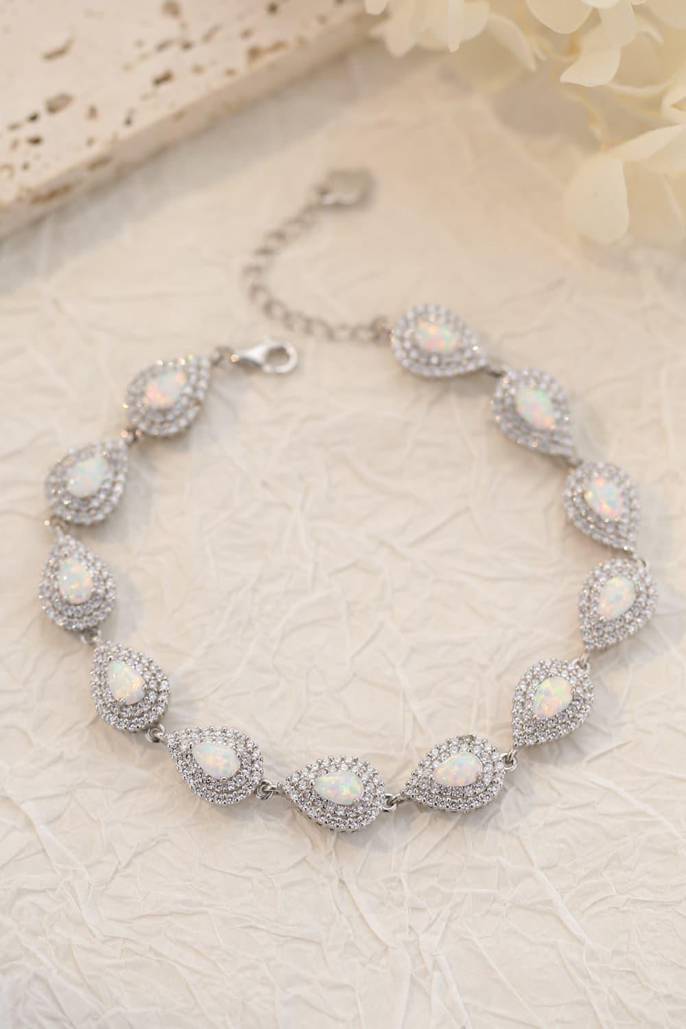 Blissful Platinum Plated Opal Bracelet Sterling Silver - MXSTUDIO.COM