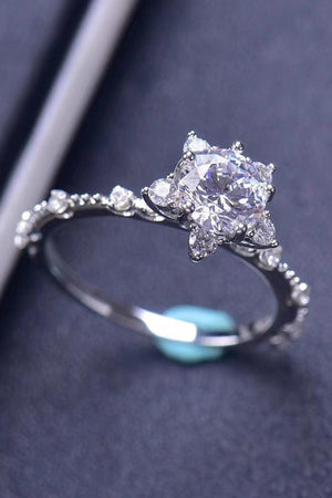 Blissful Present Zircon Accents 1 Carat Moissanite Ring - MXSTUDIO.COM