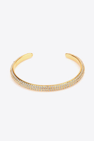 Blissful Rhinestone Detail Open Gold Plated Bracelet - MXSTUDIO.COM