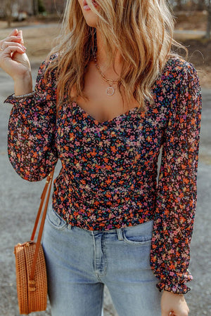 Bloom In Style Long Sleeve Floral Blouse - MXSTUDIO.COM