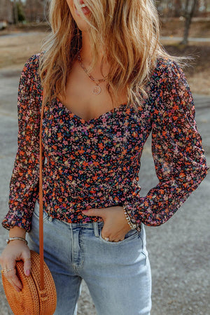 Bloom In Style Long Sleeve Floral Blouse - MXSTUDIO.COM