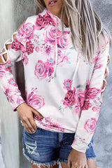 Bloom Wildly Long Sleeve White Floral Hoodie - MXSTUDIO.COM