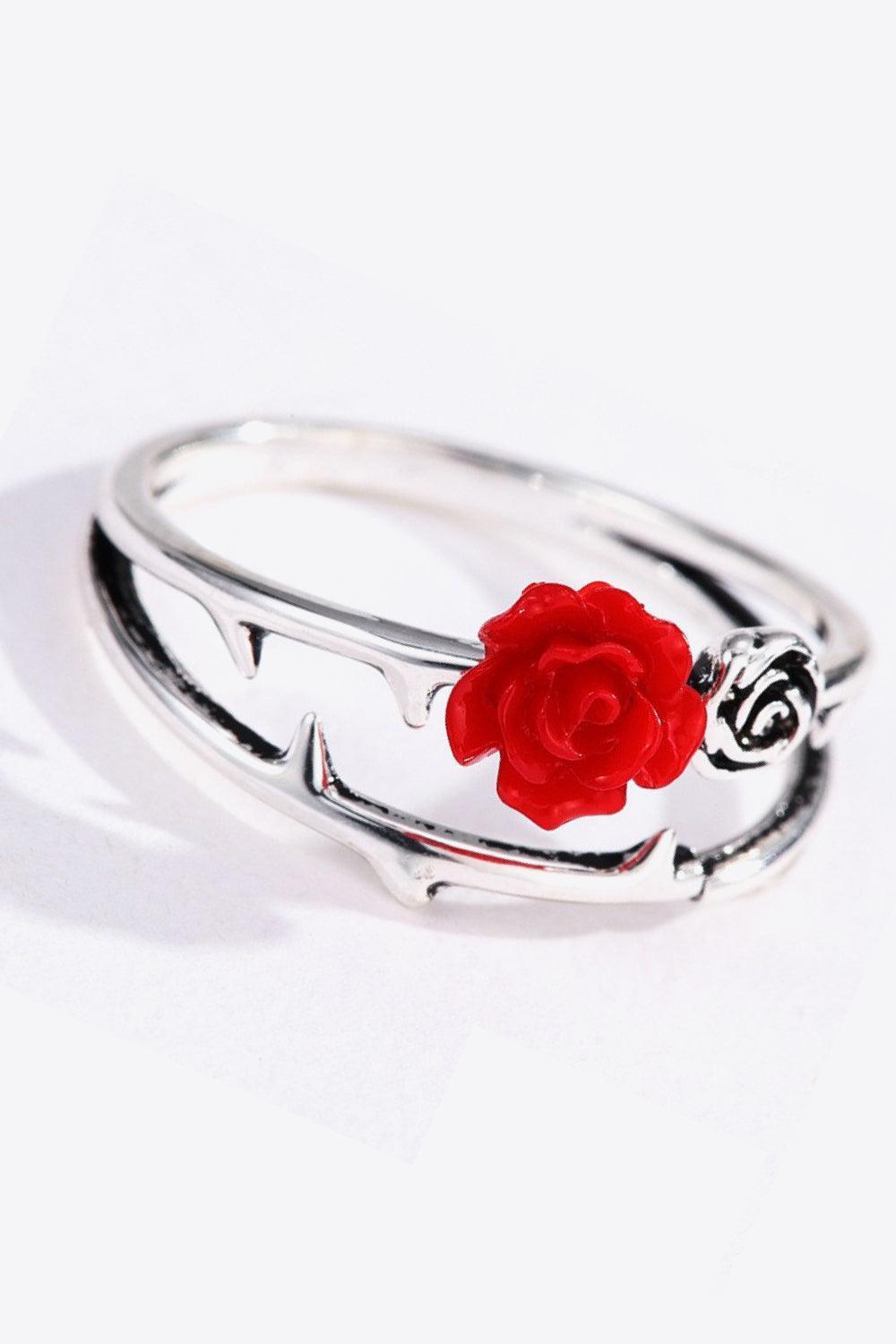 Blooming Allure Zinc Alloy Rose Flower Ring - MXSTUDIO.COM