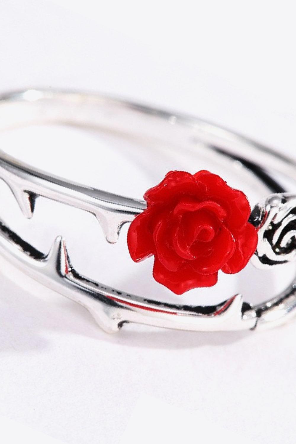 Blooming Allure Zinc Alloy Rose Flower Ring - MXSTUDIO.COM