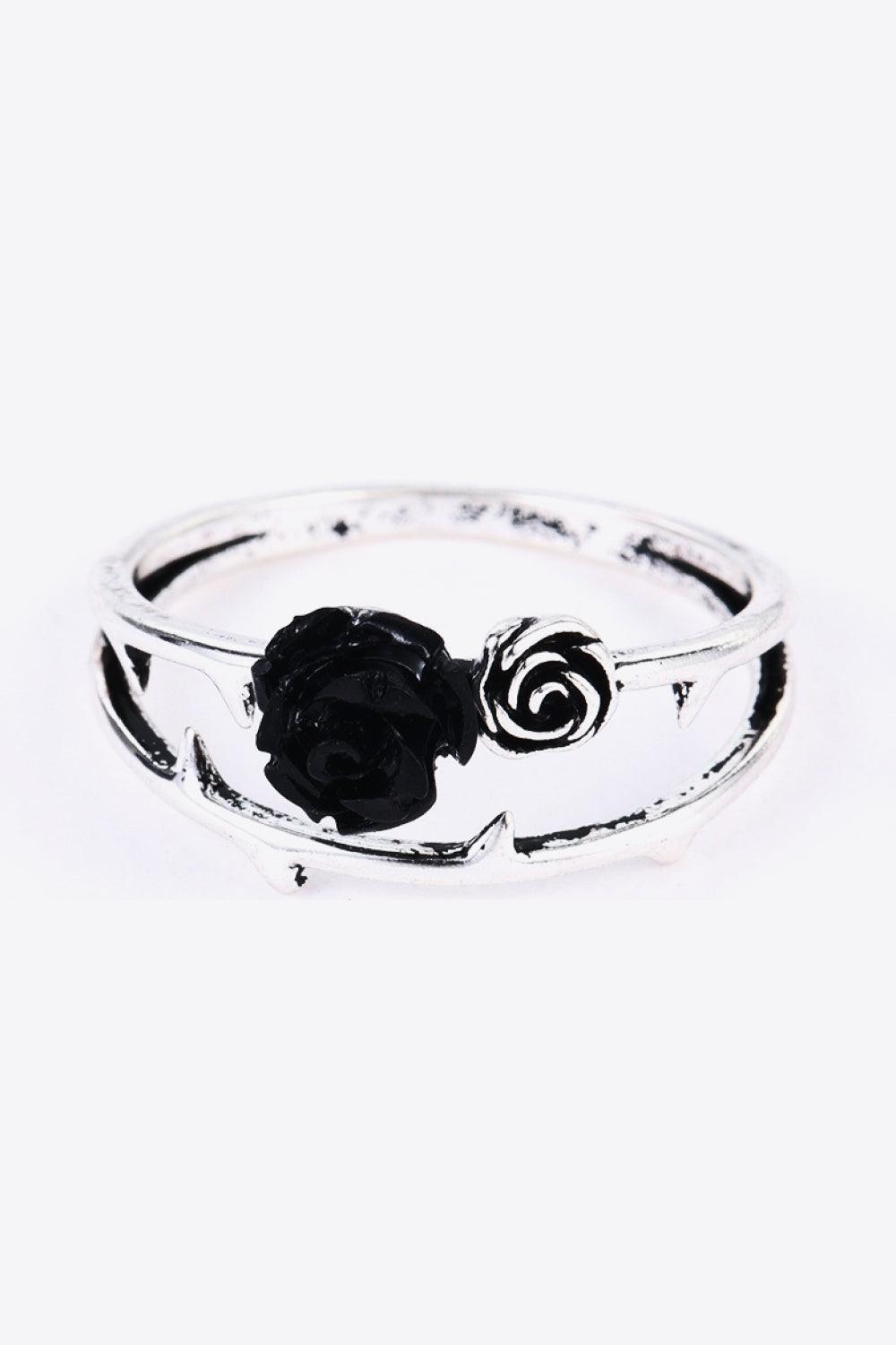 Blooming Allure Zinc Alloy Rose Flower Ring - MXSTUDIO.COM