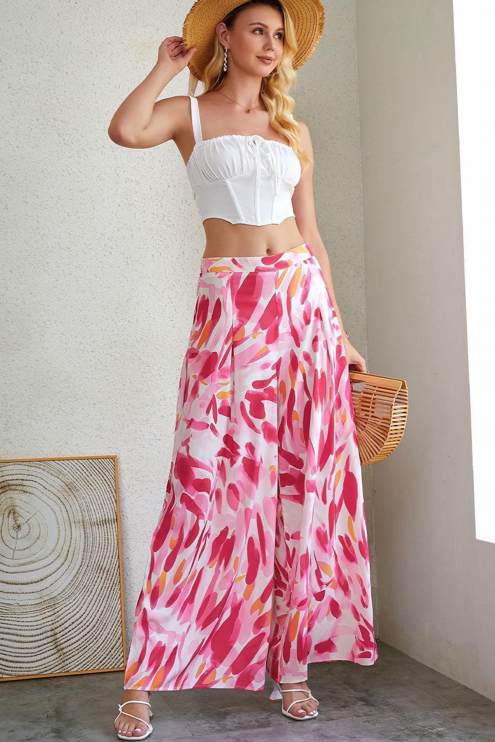 Blooming Printed High Waist Palazzo Pants - MXSTUDIO.COM