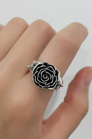 Blossoming Beauty 18K Silver-Plated Rose Flower Ring - MXSTUDIO.COM