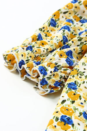 Blossoming Short Sleeve Yellow Floral Blouse - MXSTUDIO.COM