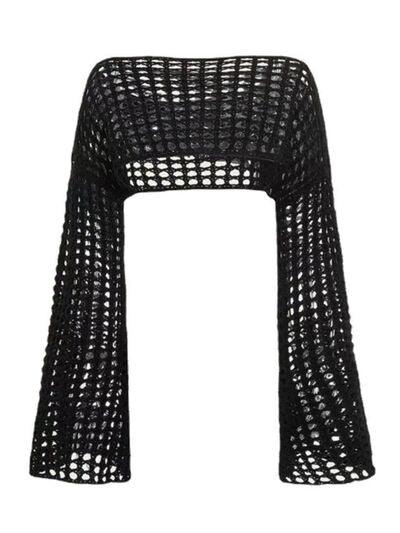 a black knitted chair on a white background