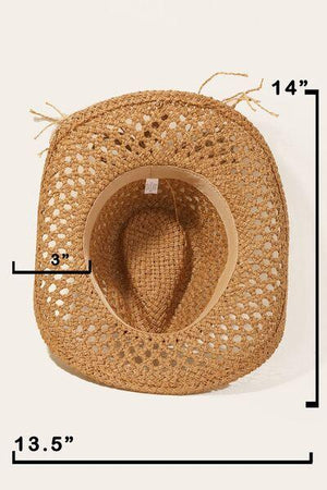 a straw hat is shown with measurements for the size