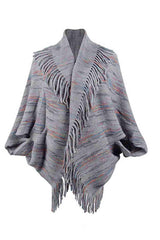 Boho Chic Cloak Sleeve Fringe Poncho - MXSTUDIO.COM