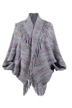 Boho Chic Cloak Sleeve Fringe Poncho - MXSTUDIO.COM