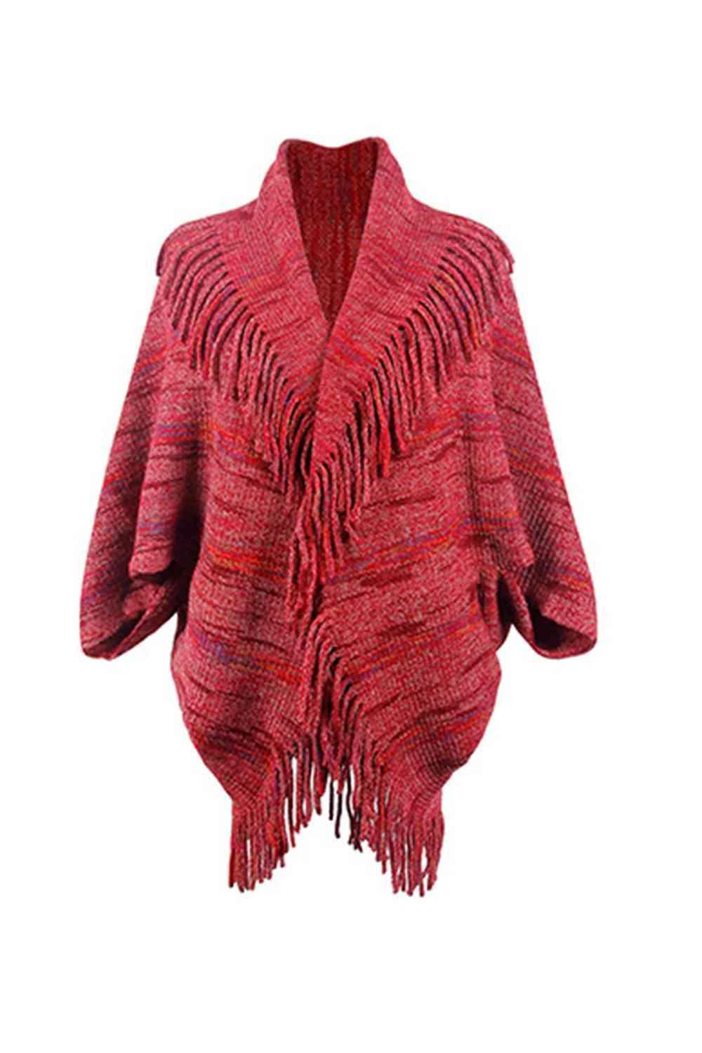 Boho Chic Cloak Sleeve Fringe Poncho - MXSTUDIO.COM