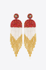 Boho-Inspired Fringe Beaded Dangle Earrings - MXSTUDIO.COM