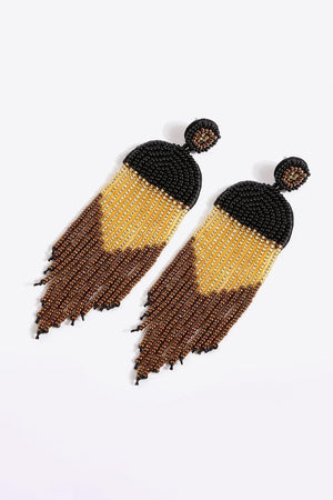 Boho-Inspired Fringe Beaded Dangle Earrings - MXSTUDIO.COM