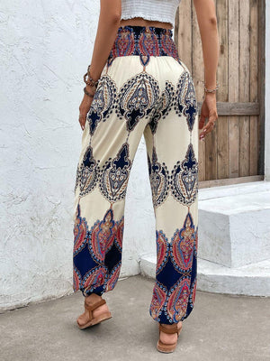 Boho Life Printed Tapered Leg Bohemian Pants - MXSTUDIO.COM