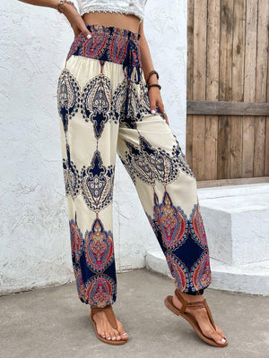 Boho Life Printed Tapered Leg Bohemian Pants - MXSTUDIO.COM