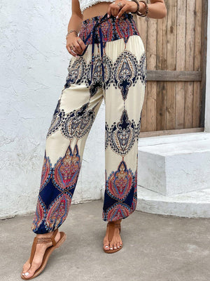 Boho Life Printed Tapered Leg Bohemian Pants - MXSTUDIO.COM