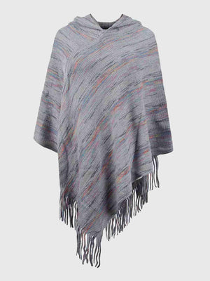 Boho Spirit Fringe Hem Hooded Poncho - MXSTUDIO.COM