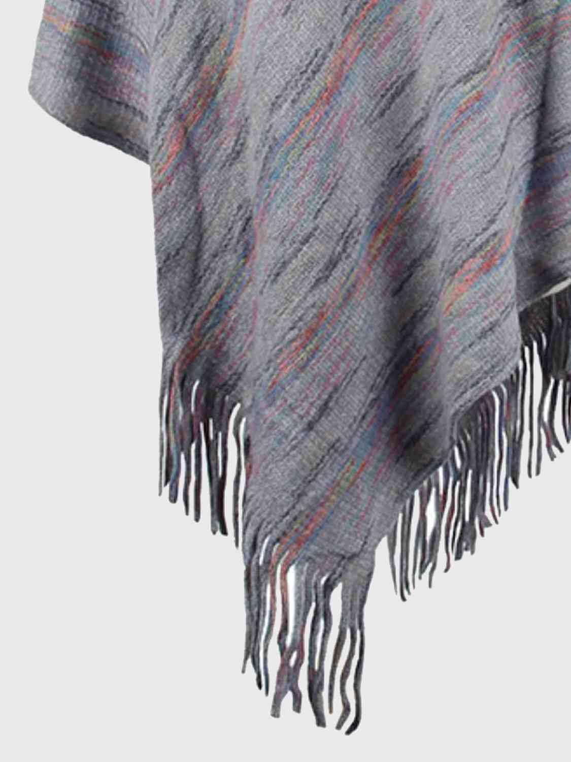 Boho Spirit Fringe Hem Hooded Poncho - MXSTUDIO.COM