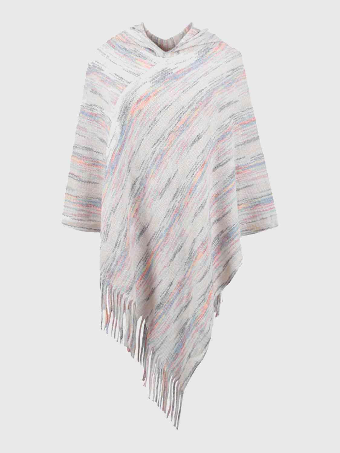 Boho Spirit Fringe Hem Hooded Poncho - MXSTUDIO.COM