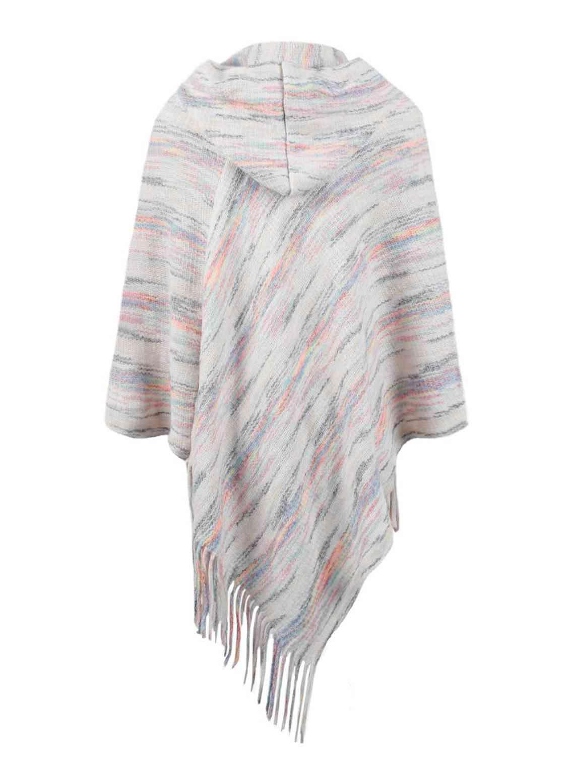 Boho Spirit Fringe Hem Hooded Poncho - MXSTUDIO.COM