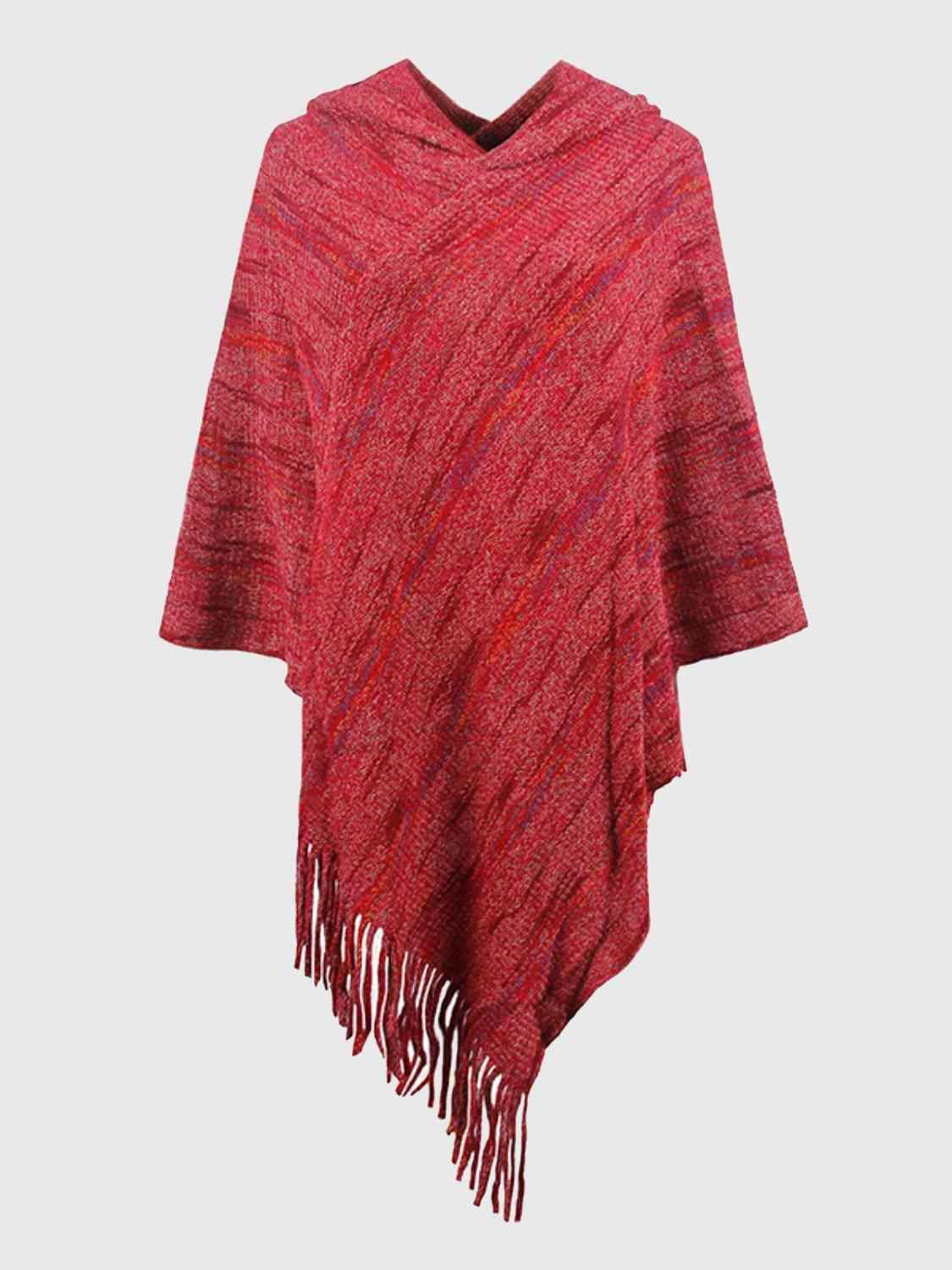 Boho Spirit Fringe Hem Hooded Poncho - MXSTUDIO.COM