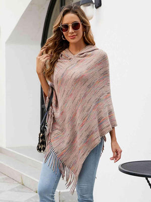 Boho Spirit Fringe Hem Hooded Poncho - MXSTUDIO.COM