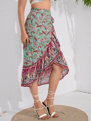 Boho Swag Midi Ruffle Wrap Skirt - MXSTUDIO.COM