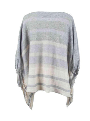 Boho Vibe Boat Neck Fringe Poncho-MXSTUDIO.COM