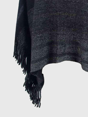 Boho Vibe Boat Neck Fringe Poncho-MXSTUDIO.COM