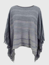 Boho Vibe Boat Neck Fringe Poncho-MXSTUDIO.COM