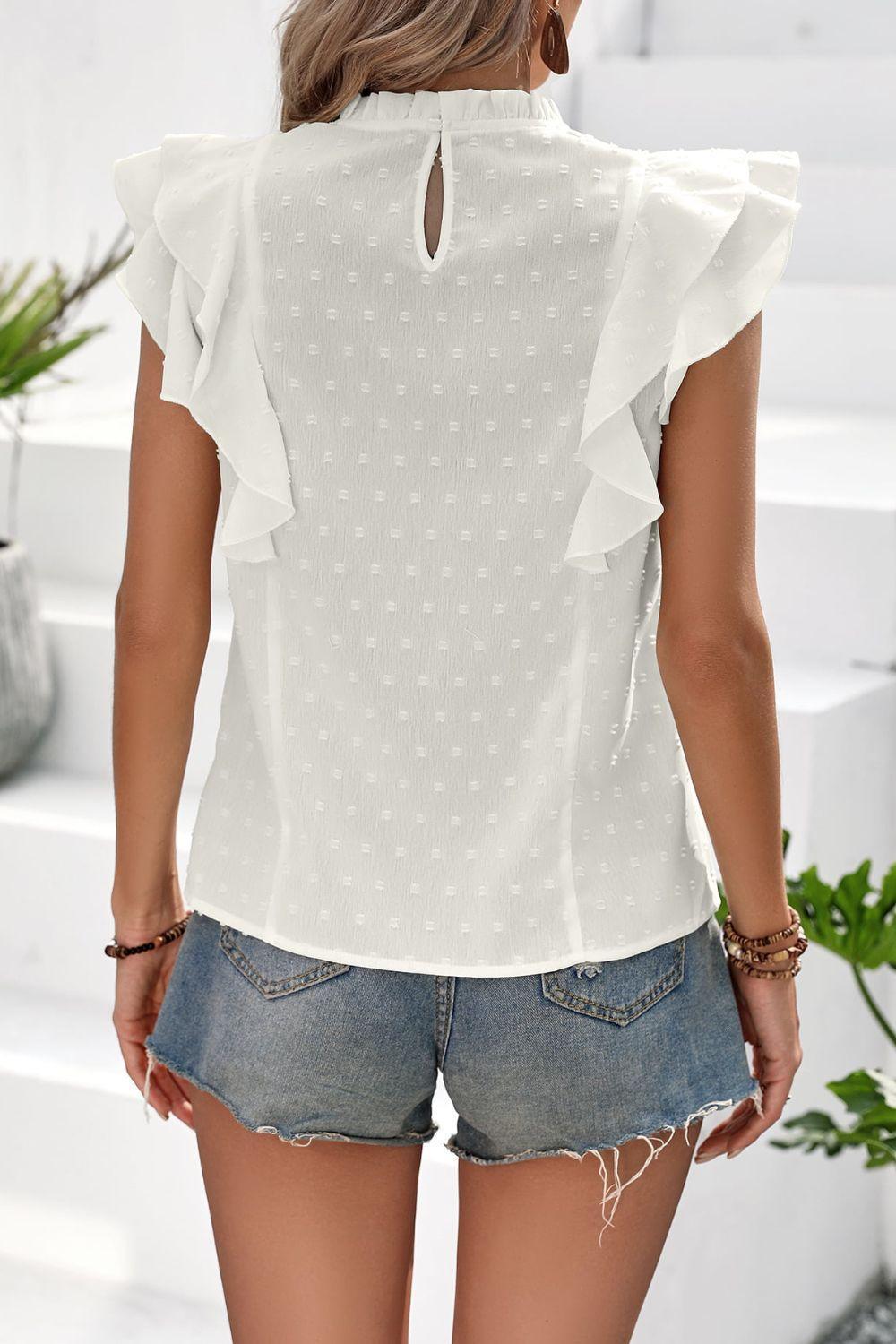 Bold And Brave Ruffled Cap Sleeve Blouse - MXSTUDIO.COM