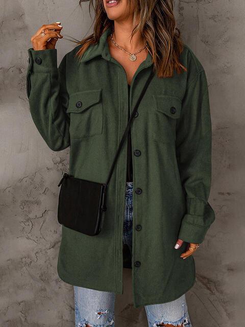 Bold And Comfy Button Down Long Shirt Jacket-MXSTUDIO.COM