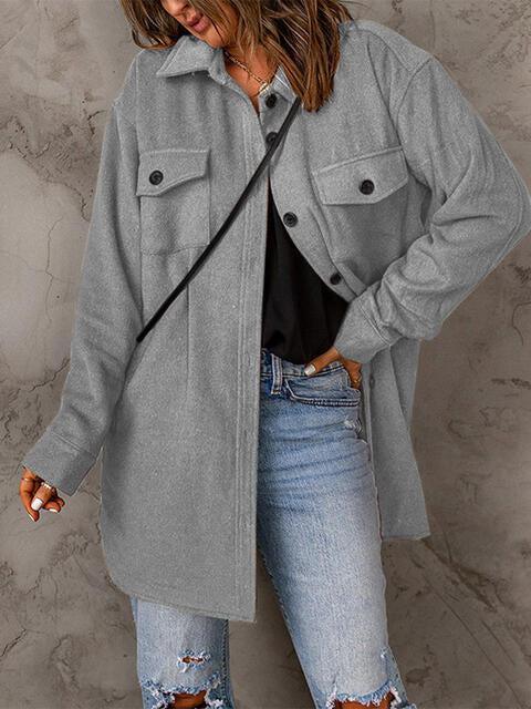 Bold And Comfy Button Down Long Shirt Jacket-MXSTUDIO.COM