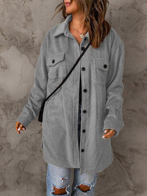 Bold And Comfy Button Down Long Shirt Jacket-MXSTUDIO.COM